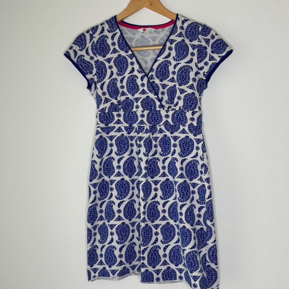 Boden Faux Wrapped Paisley Cap Sleeved Dress